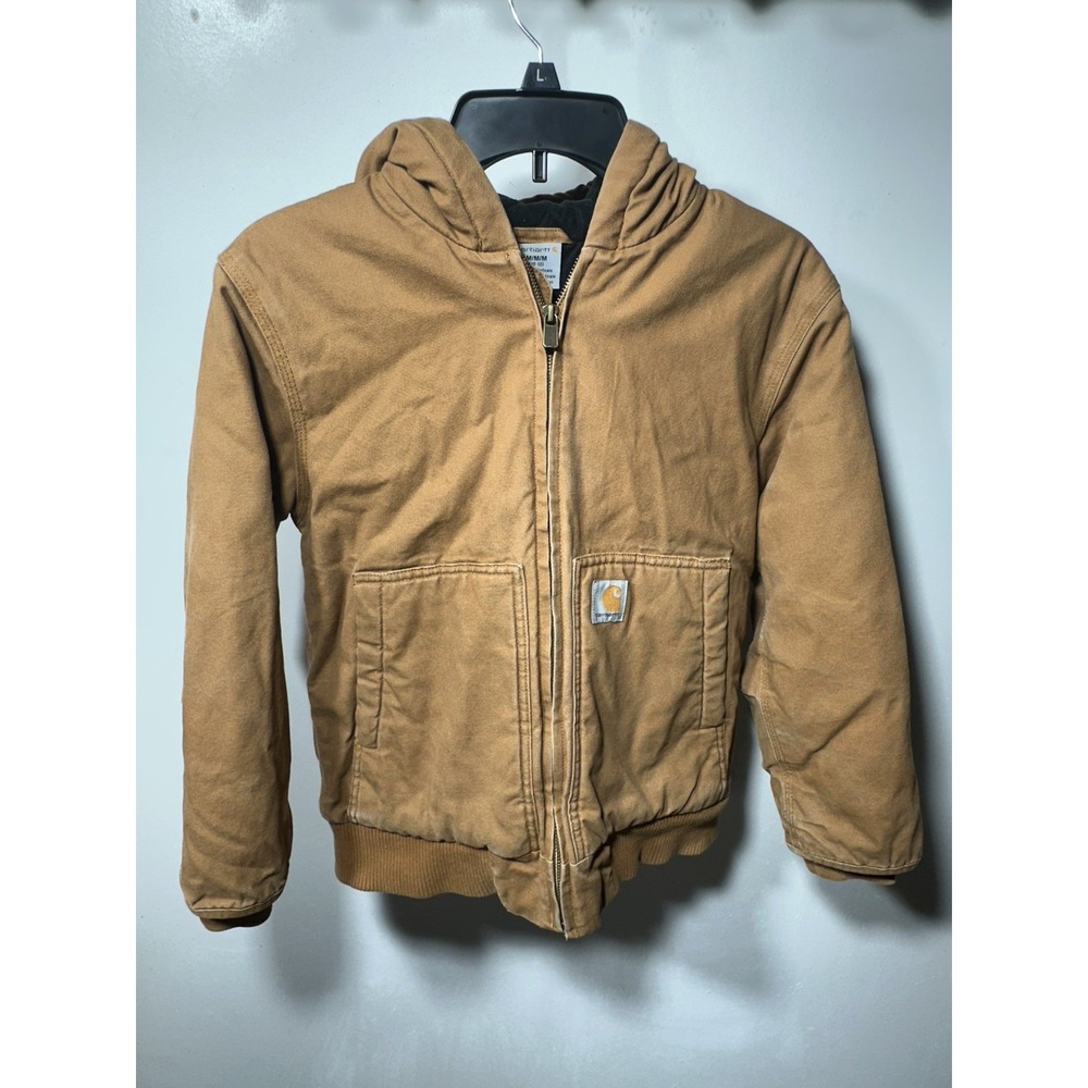 Carhartt Brown Hooded Lined Jacket Youth Size Medium(10-12)